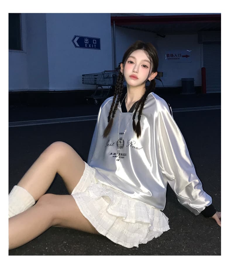 ジャージ レディース スポーティー風 光沢 半袖トップス