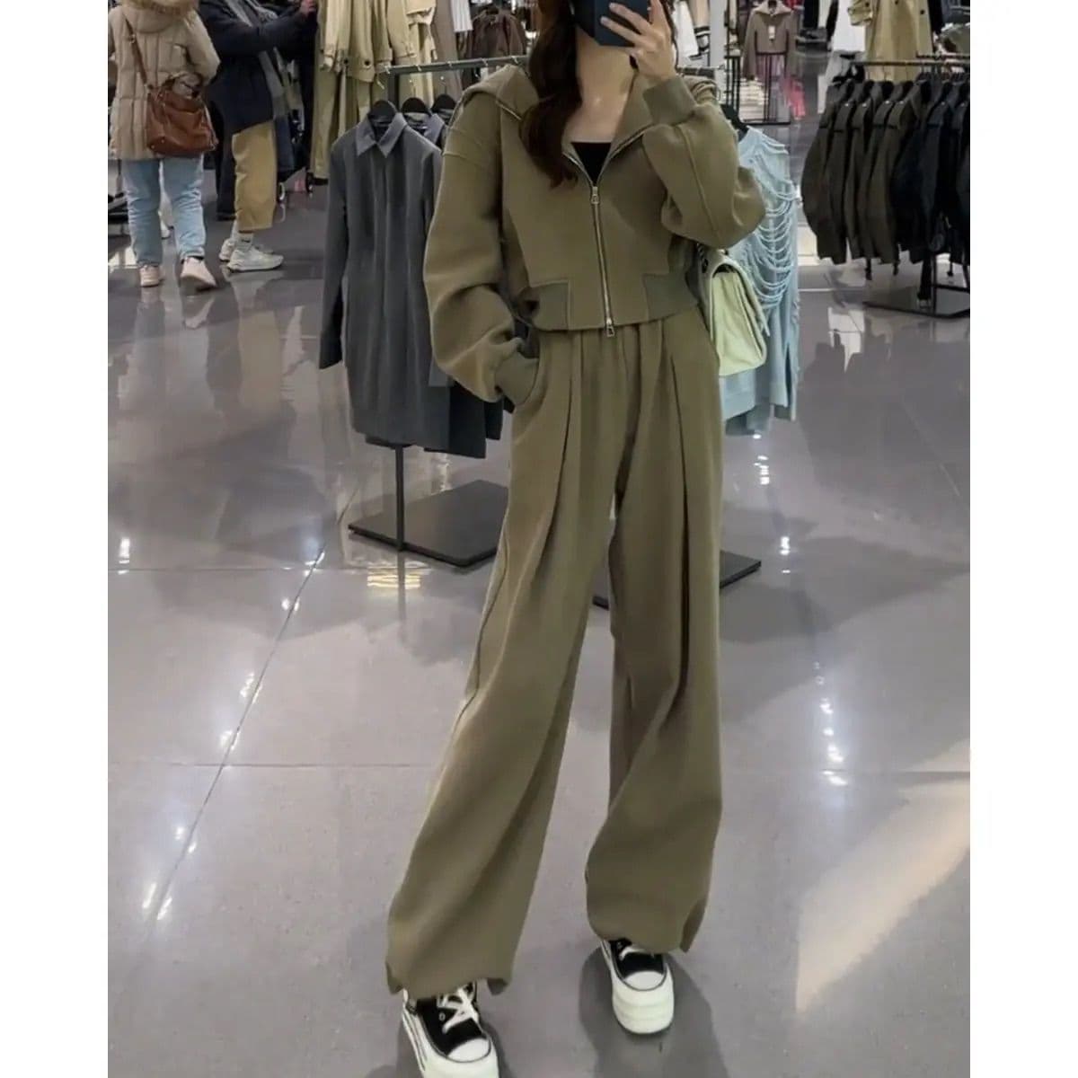 ジャージ レディース ゆったりデザイン セットアップ フーディ