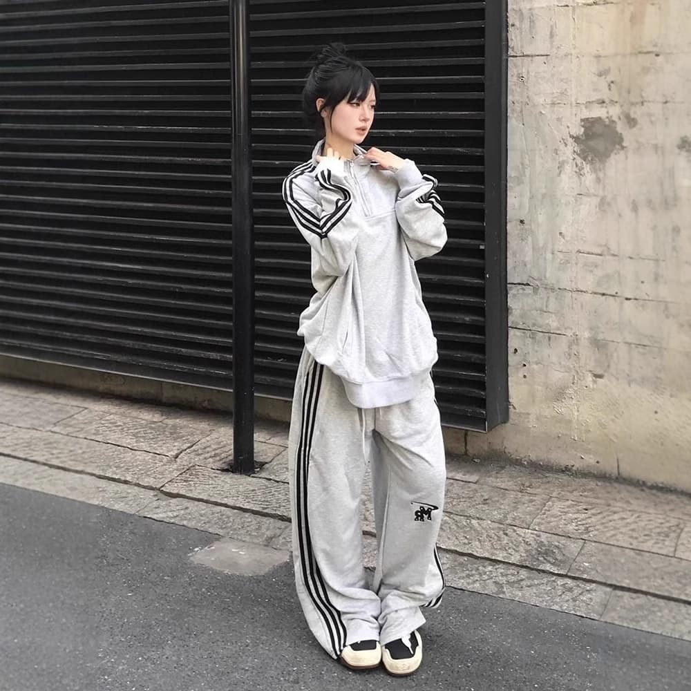 ジャージ レディース ゆったりルーズシルエット セットアップ スウェット