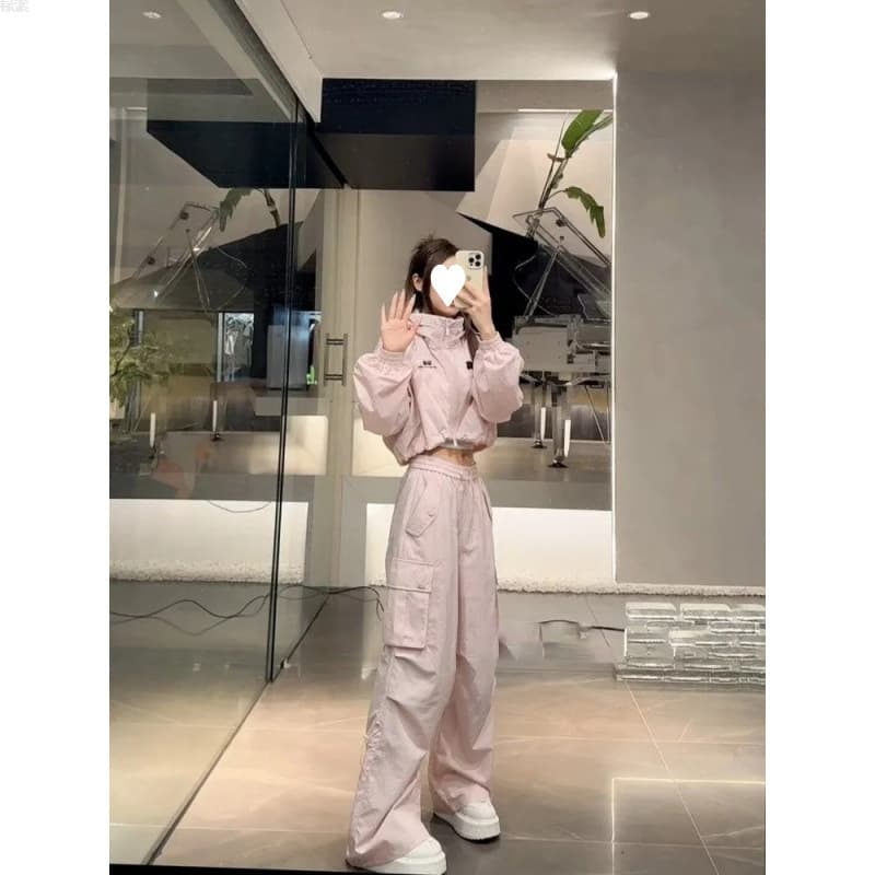 ジャージ レディース ゆったりカーゴセットアップ トレーナー パンツ