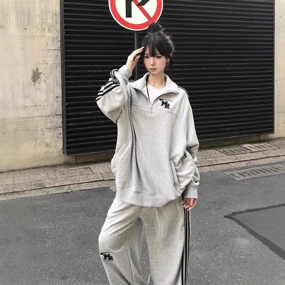 ジャージ レディース ゆったりルーズシルエット セットアップ スウェット